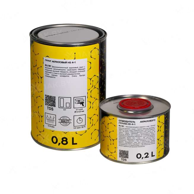 Комплект грунта акрилового заполняющего, цвет-серый "HS 4+1" RS 1 л 1