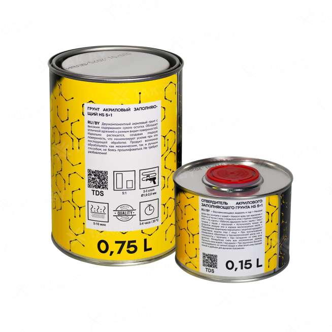 Комплект грунта акрилового заполняющего, цвет- белый "5+1 HS" RS 0,9л 1