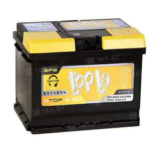 Аккумулятор TOPLA EFB Stop & Go (60 Ah) 640 A, 12 V Обратная, R+ L2 112060 Аккумулятор TOPLA EFB Stop & Go (60 Ah) 640 A, 12 V Обратная, R+ L2 112060