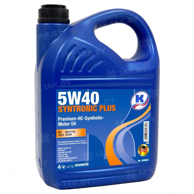 Масло моторное Kuttenkeuler Syntronic Plus 5W40, 4л, Германия 0