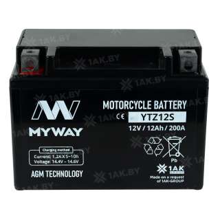 Аккумулятор для мотоцикла MYWAY (12 Ah) 200 A, 12 V Прямая, L+ YTZ12S YTZ12S (MYWAY) Аккумулятор для мотоцикла MYWAY (12 Ah) 200 A, 12 V Прямая, L+ YTZ12S YTZ12S (MYWAY)