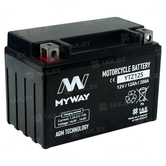 Аккумулятор для мотоцикла MYWAY (12 Ah) 200 A, 12 V Прямая, L+ YTZ12S YTZ12S (MYWAY) 2