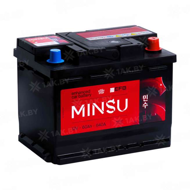 Аккумулятор MINSU (60 Ah) 640 A, 12 V Обратная, R+ L2 EFB LN2 60 1
