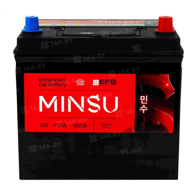 Аккумулятор MINSU (70 Ah) 680 A, 12 V Обратная, R+ D23 EFB Q85L/EFB D23L 0