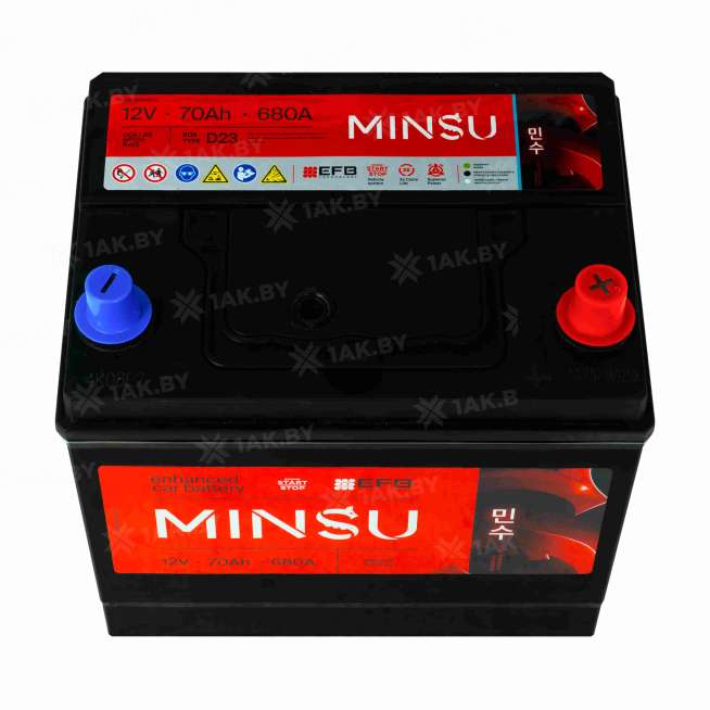 Аккумулятор MINSU (70 Ah) 680 A, 12 V Обратная, R+ D23 EFB Q85L/EFB D23L 1