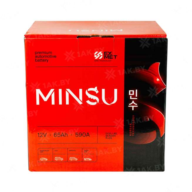 Аккумулятор MINSU (65 Ah) 590 A, 12 V Обратная, R+ D23 75D23L(MINSU) 3