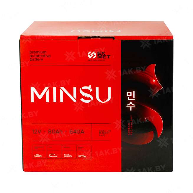 Аккумулятор MINSU (80 Ah) 640 A, 12 V Прямая, L+ D26 90D26R 3