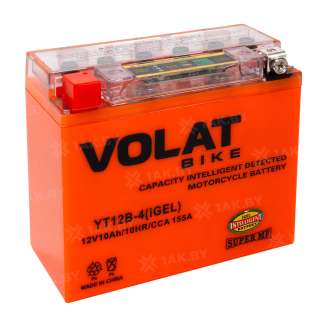 Аккумулятор для мотоцикла VOLAT (10 Ah) 155 A, 12 V Прямая, L+ YT12B-4 YT12B-4(iGEL)Volat 10