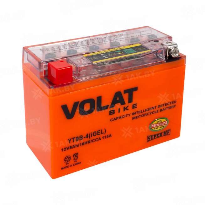 Аккумулятор для мотоцикла VOLAT (8 Ah) 115 A, 12 V Прямая, L+ YT9B-4 YT9B-4(iGEL)Volat 9
