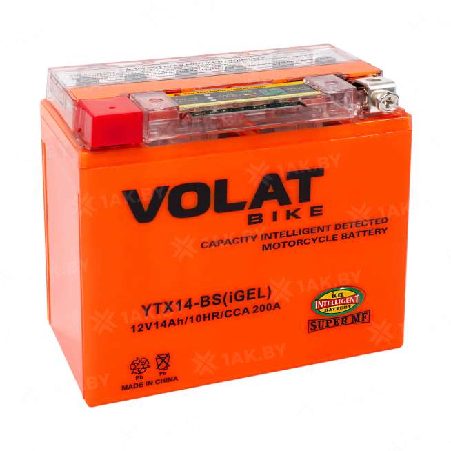 Аккумулятор для мотоцикла VOLAT (14 Ah) 200 A, 12 V Прямая, L+ YTX14-BS YTX14-BS(iGEL)Volat 10