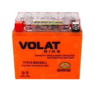 Аккумулятор для мотоцикла VOLAT (12 Ah) 150 A, 12 V Прямая, L+ YTX12-BS YTX12-BS(iGEL)Volat Аккумулятор для мотоцикла VOLAT (12 Ah) 150 A, 12 V Прямая, L+ YTX12-BS YTX12-BS(iGEL)Volat