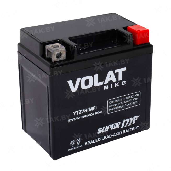 Аккумулятор для мотоцикла VOLAT (6 Ah) 100 A, 12 V Обратная, R+ YTZ7S YTZ7S(MF)Volat 10