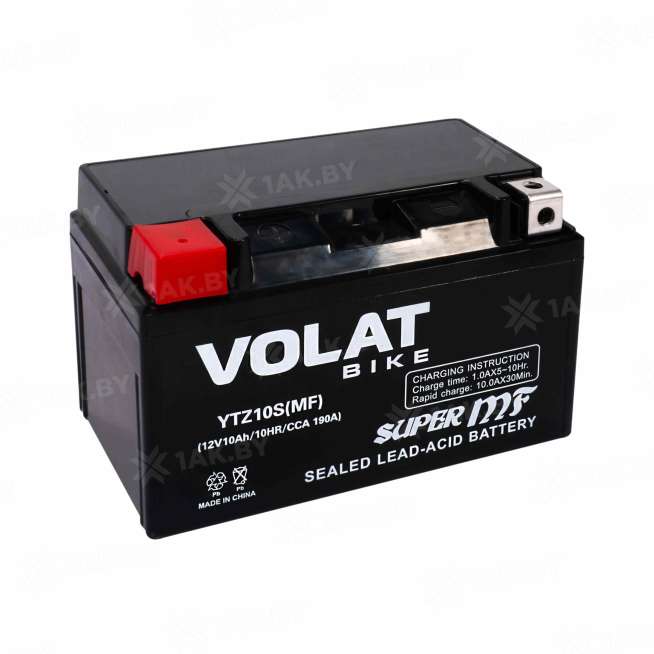 Аккумулятор для мотоцикла VOLAT (10 Ah) 190 A, 12 V Прямая, L+ YTZ10S YTZ10S(MF)Volat 10
