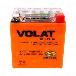 Аккумулятор для мотоцикла VOLAT (7 Ah) 100 A, 12 V Обратная, R+ YTX7L-BS YTX7L-BS(iGEL)Volat Аккумулятор для мотоцикла VOLAT (7 Ah) 100 A, 12 V Обратная, R+ YTX7L-BS YTX7L-BS(iGEL)Volat