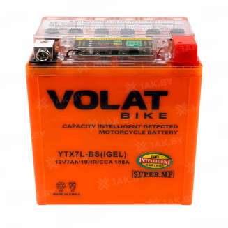 Аккумулятор для мотоцикла VOLAT (7 Ah) 100 A, 12 V Обратная, R+ YTX7L-BS YTX7L-BS(iGEL)Volat 11