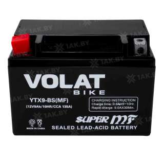 Аккумулятор для мотоцикла VOLAT (9 Ah) 135 A, 12 V Прямая, L+ YTX9-BS YTX9-BS(MF)Volat Аккумулятор для мотоцикла VOLAT (9 Ah) 135 A, 12 V Прямая, L+ YTX9-BS YTX9-BS(MF)Volat