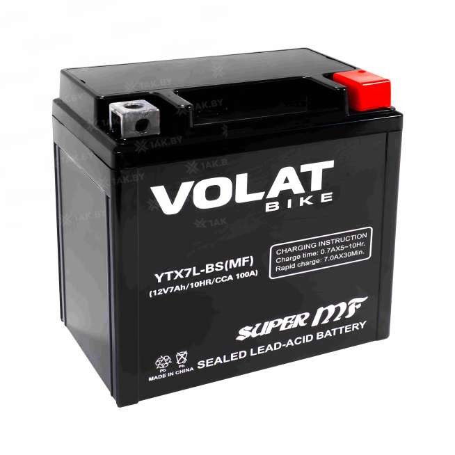 Аккумулятор для мотоцикла VOLAT (7 Ah) 100 A, 12 V Обратная, R+ YTX7L-BS YTX7L-BS(MF)Volat 10