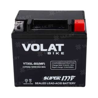 Аккумулятор для мотоцикла VOLAT (5 Ah) 80 A, 12 V Обратная, R+ YTX5L-BS YTX5L-BS(MF)Volat Аккумулятор для мотоцикла VOLAT (5 Ah) 80 A, 12 V Обратная, R+ YTX5L-BS YTX5L-BS(MF)Volat