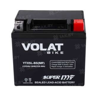 Аккумулятор для мотоцикла VOLAT (5 Ah) 80 A, 12 V Обратная, R+ YTX5L-BS YTX5L-BS(MF)Volat 9