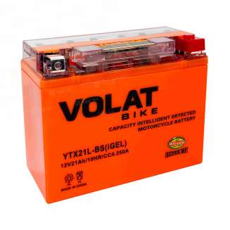 Аккумулятор для мотоцикла VOLAT (21 Ah) 250 A, 12 V Обратная, R+ YTX21L-BS YTX21L-BS(iGEL)Volat 10