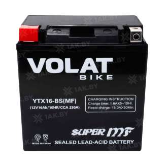 Аккумулятор для мотоцикла VOLAT (16 Ah) 230 A, 12 V Прямая, L+ YTX16-BS YTX16-BS(MF)Volat 9