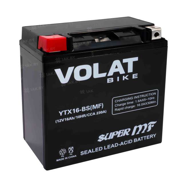 Аккумулятор для мотоцикла VOLAT (16 Ah) 230 A, 12 V Прямая, L+ YTX16-BS YTX16-BS(MF)Volat 10