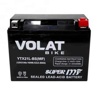 Аккумулятор для мотоцикла VOLAT (21 Ah) 250 A, 12 V Обратная, R+ YTX21L-BS YTX21L-BS(MF)Volat