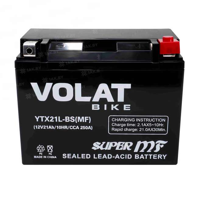 Аккумулятор для мотоцикла VOLAT (21 Ah) 250 A, 12 V Обратная, R+ YTX21L-BS YTX21L-BS(MF)Volat 9
