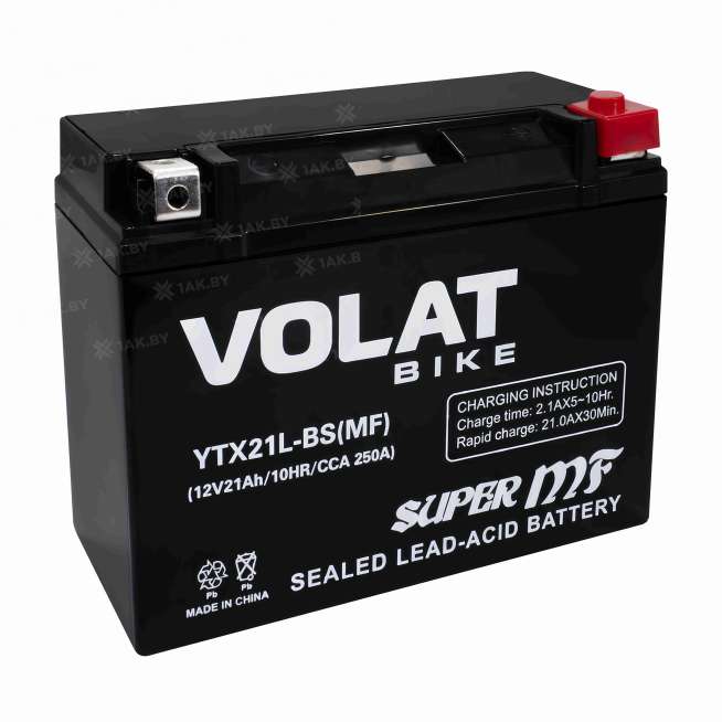 Аккумулятор для мотоцикла VOLAT (21 Ah) 250 A, 12 V Обратная, R+ YTX21L-BS YTX21L-BS(MF)Volat 10