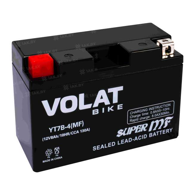 Аккумулятор для мотоцикла VOLAT (8 Ah) 130 A, 12 V Прямая, L+ YT7B-4 YT7B-4(MF)Volat 10
