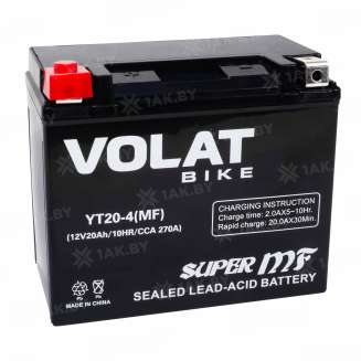 Аккумулятор для мотоцикла VOLAT (20 Ah) 270 A, 12 V Прямая, L+ YT20-4 YT20-4(MF)Volat 9