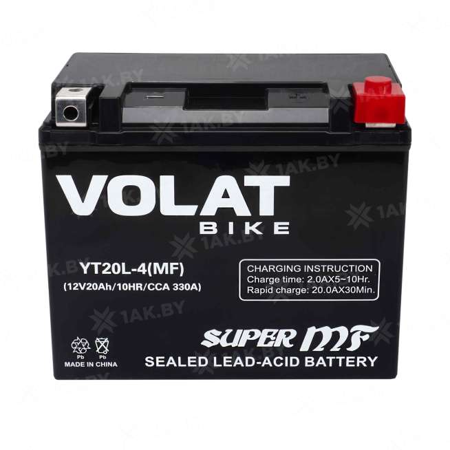 Аккумулятор для мотоцикла VOLAT (20 Ah) 330 A, 12 V Обратная, R+ YT20L-4 YT20L-4(MF)Volat 9