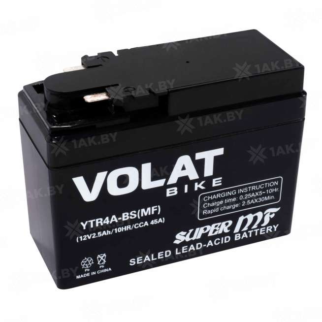 Аккумулятор для мотоцикла VOLAT (2.5 Ah) 45 A, 12 V Обратная, R+ YTR4A-BS YTR4A-BS(MF)Volat 10