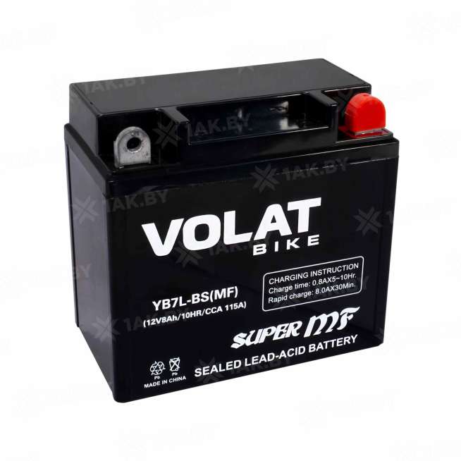 Аккумулятор для мотоцикла VOLAT (7 Ah) 100 A, 12 V Обратная, R+ YB7L-BS YB7BL-BS(MF)Volat 10