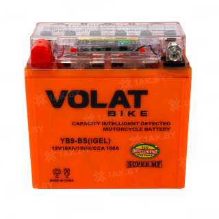 Аккумулятор для мотоцикла VOLAT (10 Ah) 100 A, 12 V Прямая, L+ YB9-BS YB9-BS(iGEL)Volat Аккумулятор для мотоцикла VOLAT (10 Ah) 100 A, 12 V Прямая, L+ YB9-BS YB9-BS(iGEL)Volat