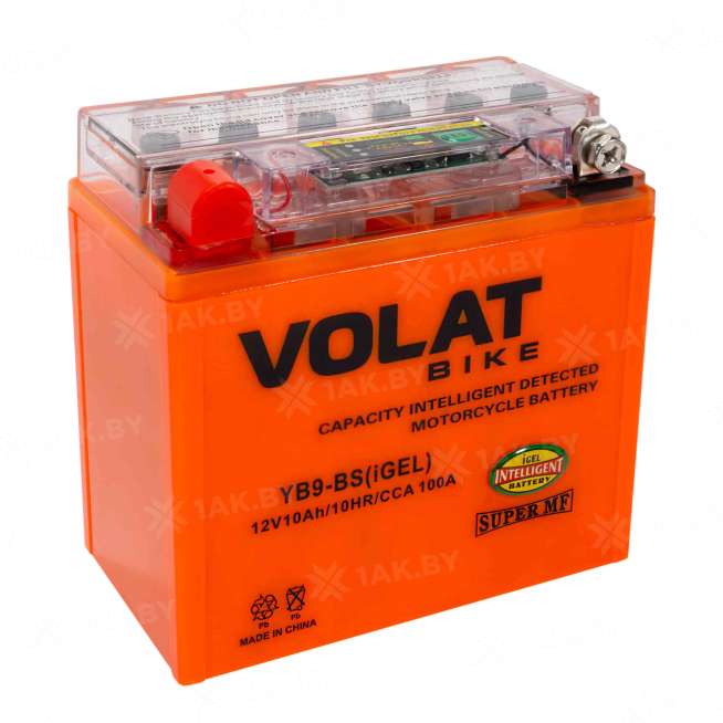 Аккумулятор для мотоцикла VOLAT (10 Ah) 100 A, 12 V Прямая, L+ YB9-BS YB9-BS(iGEL)Volat 10