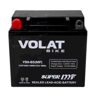 Аккумулятор для мотоцикла VOLAT (10 Ah) 100 A, 12 V Прямая, L+ YB9-BS YB9-BS(MF)Volat