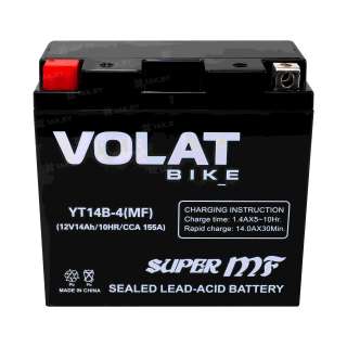 Аккумулятор для мотоцикла VOLAT (14 Ah) 155 A, 12 V Прямая, L+ YT14B-4 YT14B-4(MF)Volat