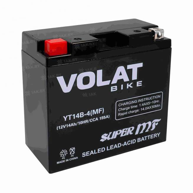 Аккумулятор для мотоцикла VOLAT (14 Ah) 155 A, 12 V Прямая, L+ YT14B-4 YT14B-4(MF)Volat 10