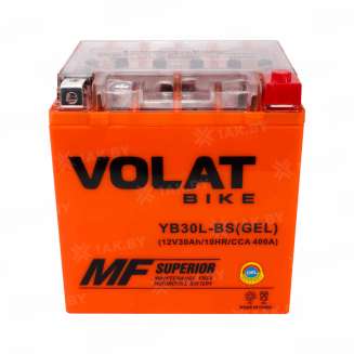 Аккумулятор для мотоцикла VOLAT (30 Ah) 400 A, 12 V Обратная, R+ YB30L-BS YB30L-BS(GEL)Volat 9