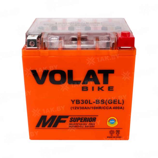 Аккумулятор для мотоцикла VOLAT (30 Ah) 400 A, 12 V Обратная, R+ YB30L-BS YB30L-BS(GEL)Volat 9