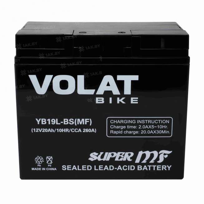 Аккумулятор для мотоцикла VOLAT (20 Ah) 260 A, 12 V Обратная, R+ YB19L-BS YB19L-BS(MF)Volat 10