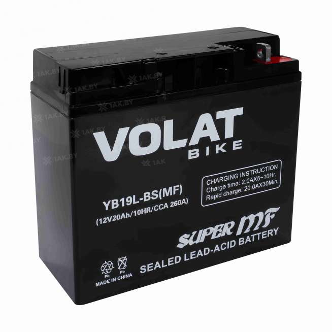 Аккумулятор для мотоцикла VOLAT (20 Ah) 260 A, 12 V Обратная, R+ YB19L-BS YB19L-BS(MF)Volat 9