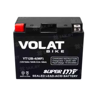 Аккумулятор для мотоцикла VOLAT (10 Ah) 155 A, 12 V Прямая, L+ YT12B-4 YT12B-4(MF)Volat Аккумулятор для мотоцикла VOLAT (10 Ah) 155 A, 12 V Прямая, L+ YT12B-4 YT12B-4(MF)Volat