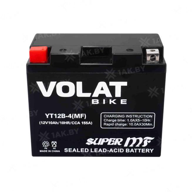 Аккумулятор для мотоцикла VOLAT (10 Ah) 155 A, 12 V Прямая, L+ YT12B-4 YT12B-4(MF)Volat 0