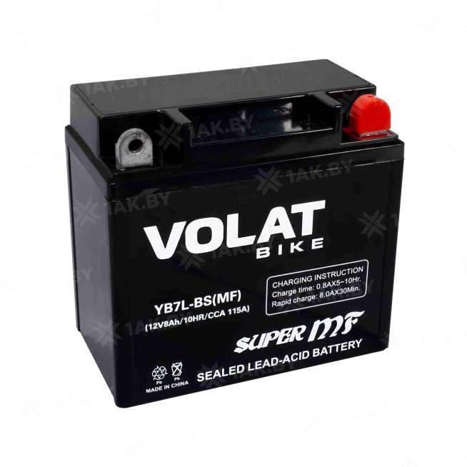 Аккумулятор для мотоцикла VOLAT (8 Ah) 115 A, 12 V Обратная, R+ YB7L-BS YB7L-BS(MF)Volat 9