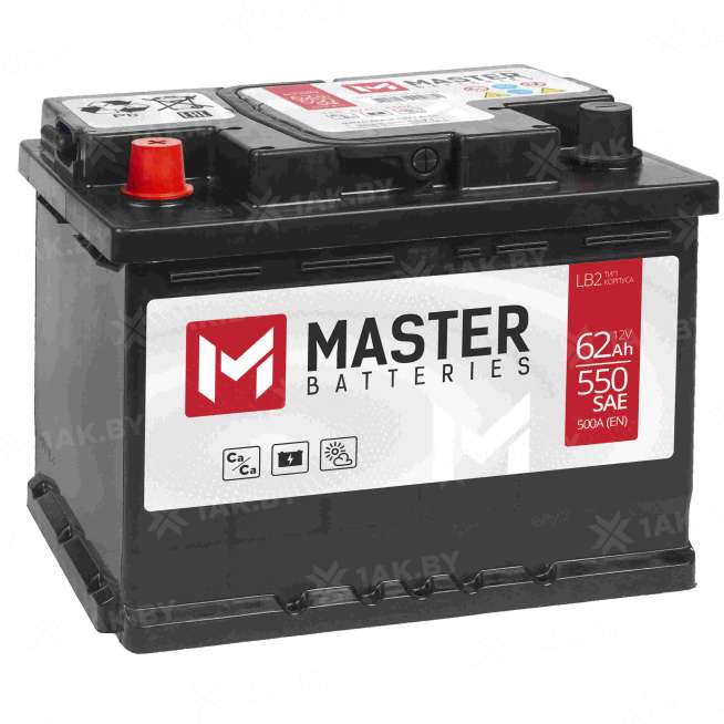 Аккумулятор MASTER BATTERIES (62 Ah) 500 A, 12 V Прямая, L+ LB2 MB621E 0