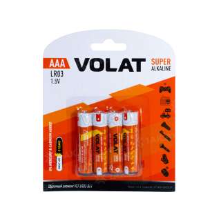 Алкалиновые батареи VOLAT LR03/AAA BL-4 (блистер 4 шт.)