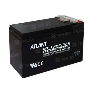 Аккумулятор ATLANT для ИБП, детского электромобиля, эхолота (7.5 Ah,12 V) AGM 151х65х94/100 2.28 кг Аккумулятор ATLANT для ИБП, детского электромобиля, эхолота (7.5 Ah,12 V) AGM 151х65х94/100 2.28 кг