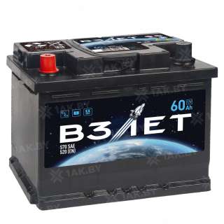 Аккумулятор ВЗЛЕТ (60 Ah) 520 A, 12 V Прямая, L+ L2 VZ601E